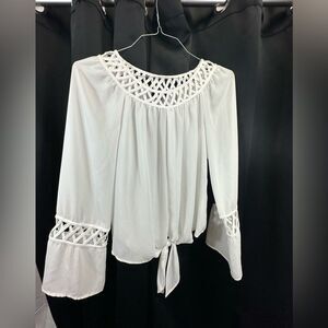 XOXO Long sleeve semi sheer blouse cut outs size small